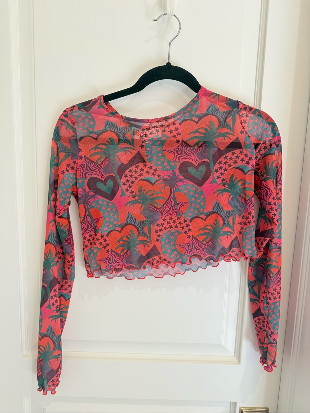 Beach Riot Pink & Teal Printed Long Sleeve Crop Top and matching Skirt